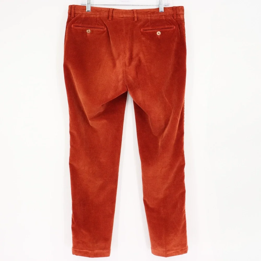 Marco Pescarolo Napoli Corduroy Burnt Orange Chino Pants Mens Size 52 IT 36 US